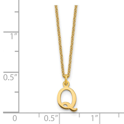 14K Gelbgold 14ky Ausgeschnitten Buchstabe Q Initiale Halskette