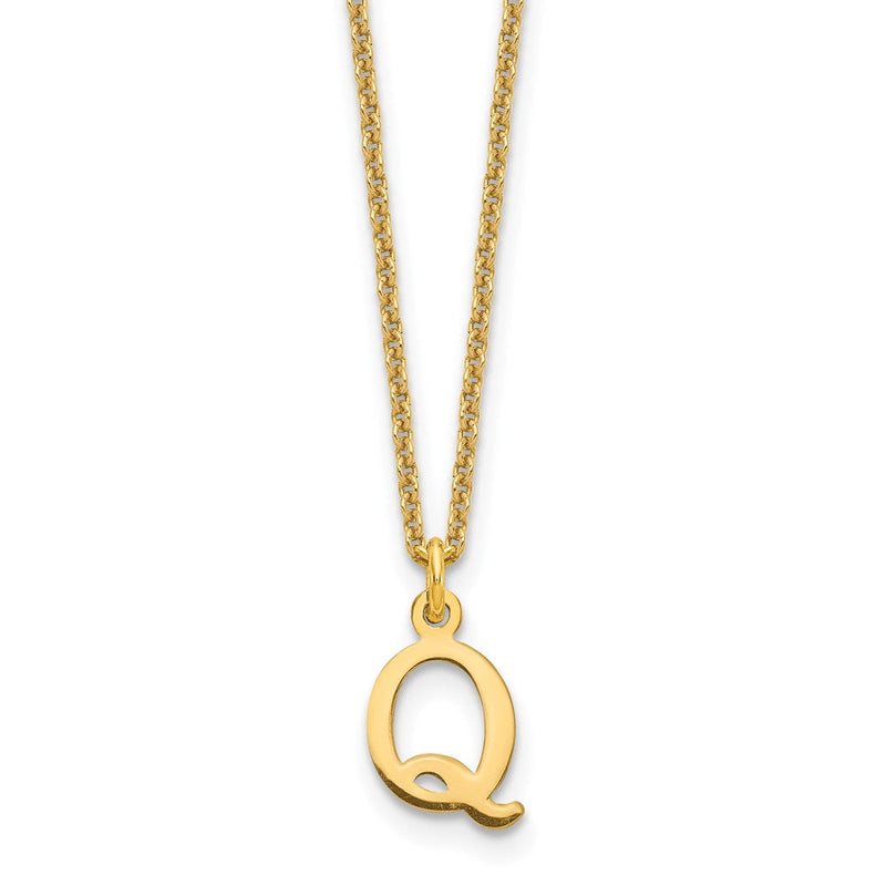 14K Gelbgold 14ky Ausgeschnitten Buchstabe Q Initiale Halskette