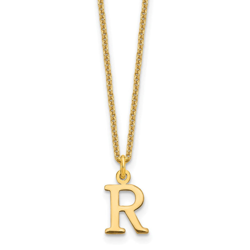 14K Gelbgold 14ky Ausgeschnitten Buchstabe R Initiale Halskette