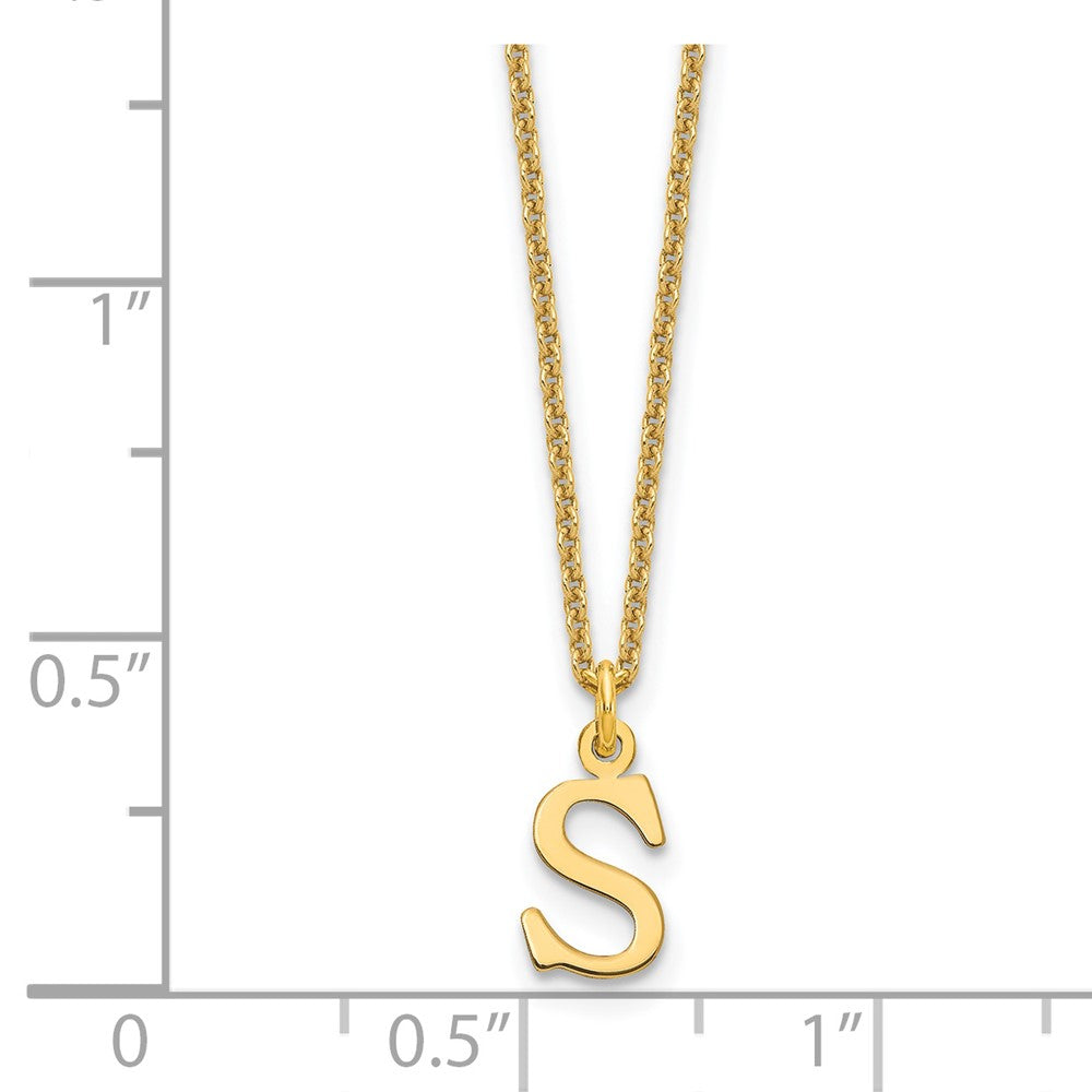 14K Gelbgold 14ky Ausgeschnitten Buchstabe S Initiale Halskette