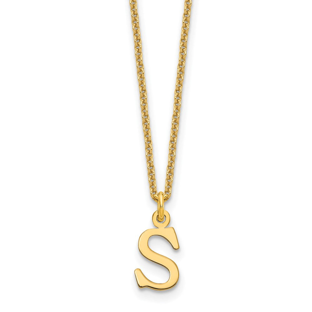 14K Gelbgold 14ky Ausgeschnitten Buchstabe S Initiale Halskette