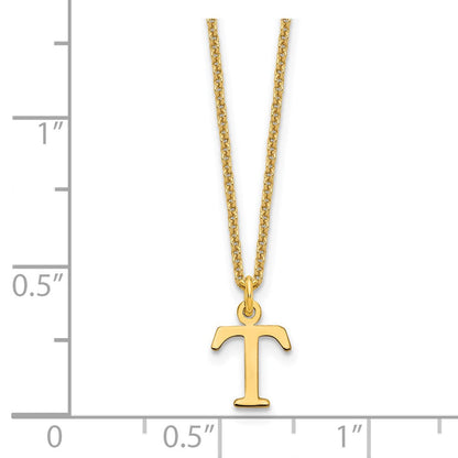 14K Gelbgold 14ky Ausgeschnitten Buchstabe T Initiale Halskette