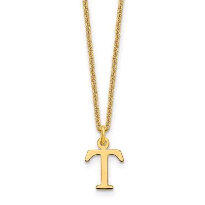 14K Gelbgold 14ky Ausgeschnitten Buchstabe T Initiale Halskette