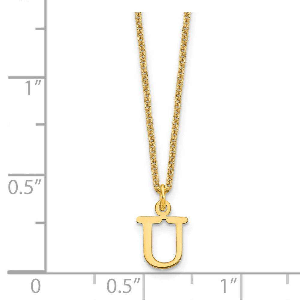 14K Gelbgold 14ky Ausgeschnitten Buchstabe U Initiale Halskette