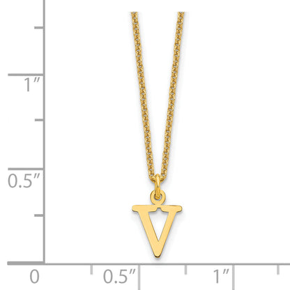 14K Gelbgold 14ky Ausgeschnitten Buchstabe V Initiale Halskette