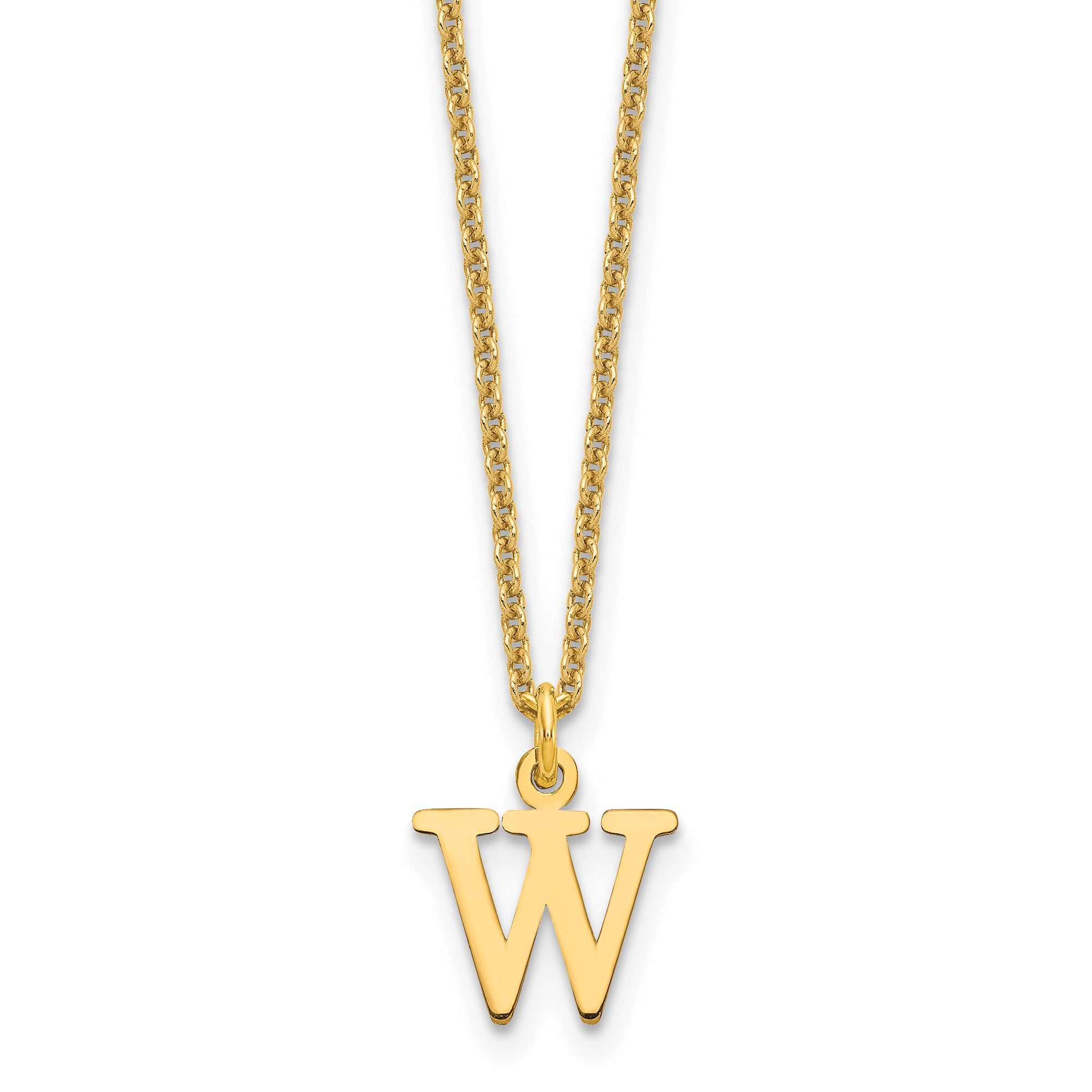 14K Gelbgold 14ky Ausgeschnitten Buchstabe W Initiale Halskette