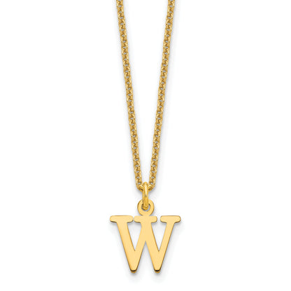 14K Gelbgold 14ky Ausgeschnitten Buchstabe W Initiale Halskette