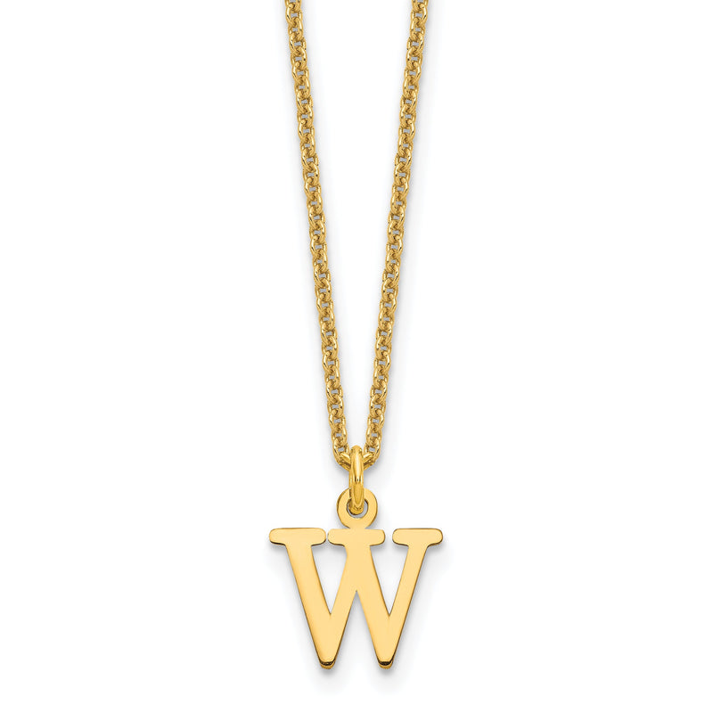 14K Gelbgold 14ky Ausgeschnitten Buchstabe W Initiale Halskette