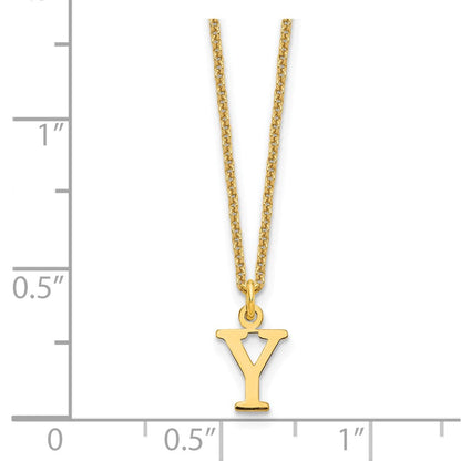 14K Gelbgold 14ky Ausgeschnitten Buchstabe Y Initiale Halskette