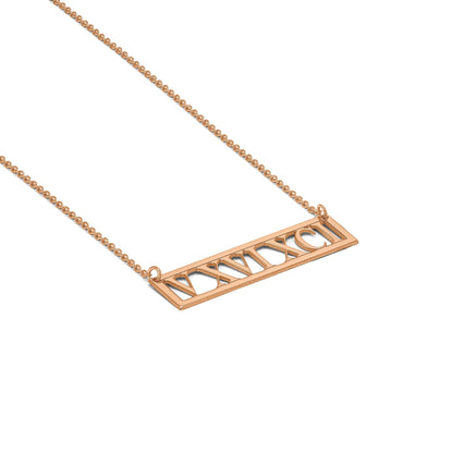 14K Roségold Roman Numeral Stab Halskette