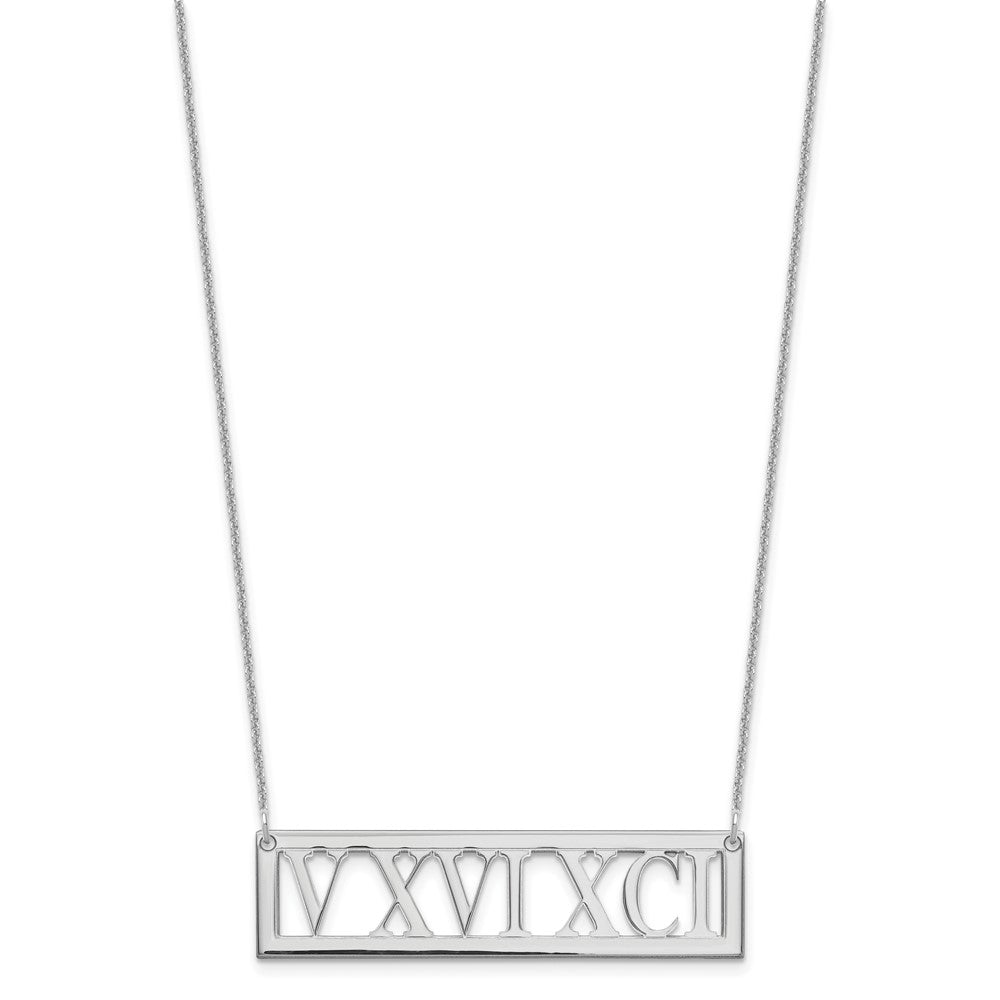 14K Weißgold Roman Numeral Stab Halskette