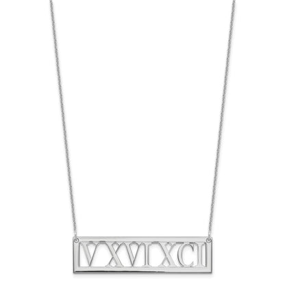 14K Weißgold Roman Numeral Stab Halskette