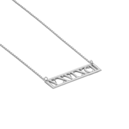 14K Weißgold Roman Numeral Stab Halskette