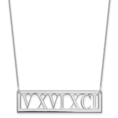 14K Weißgold Roman Numeral Stab Halskette