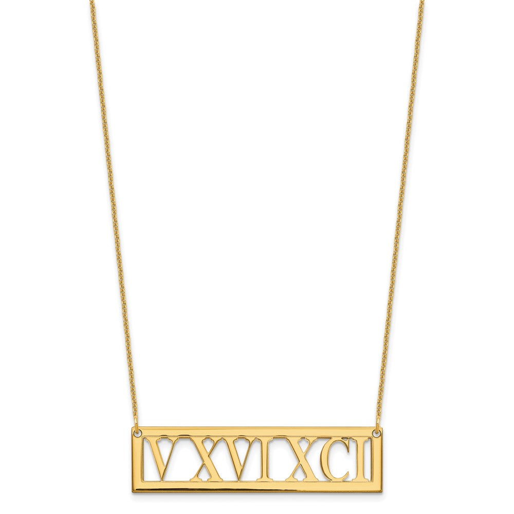 14K Gelbgold Roman Numeral Stab Halskette