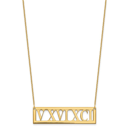 14K Gelbgold Roman Numeral Stab Halskette