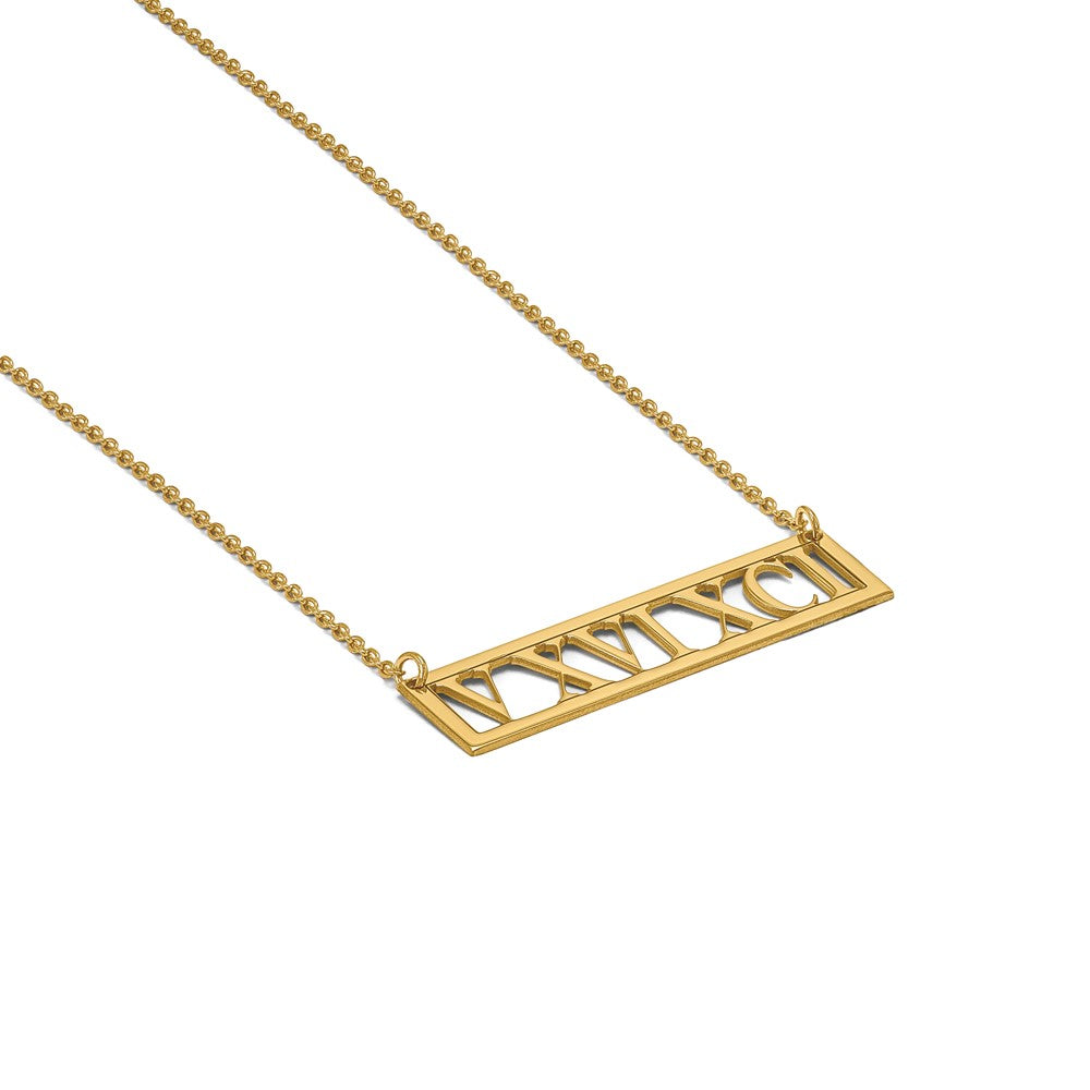 14K Gelbgold Roman Numeral Stab Halskette