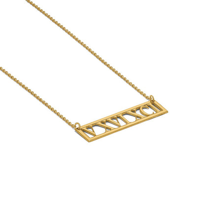14K Gelbgold Roman Numeral Stab Halskette