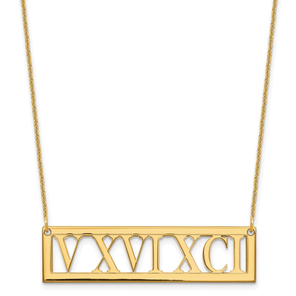 14K Gelbgold Roman Numeral Stab Halskette