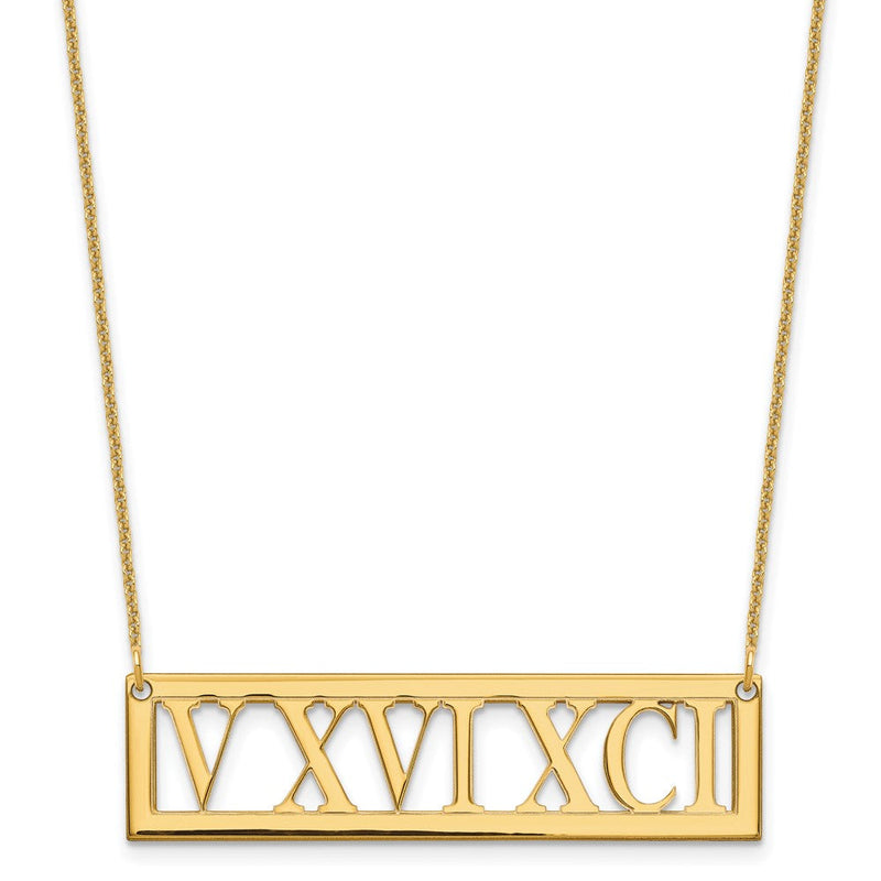 14K Gelbgold Roman Numeral Stab Halskette