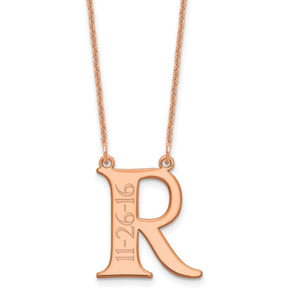 14K Roségold Initiale und Date Halskette