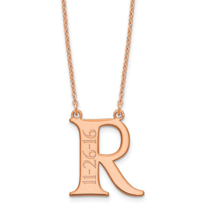 Roségoldbeschichtet Sterlingsilber /rose Initiale und Date Halskette