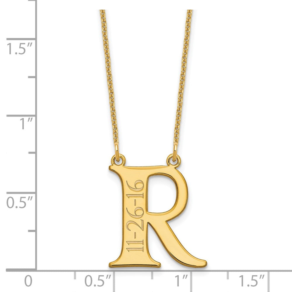 14K Gelbgold Initiale und Date Halskette