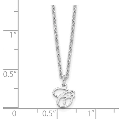 Sterlingsilber Rhodiniert Buchstabe C Initiale Halskette