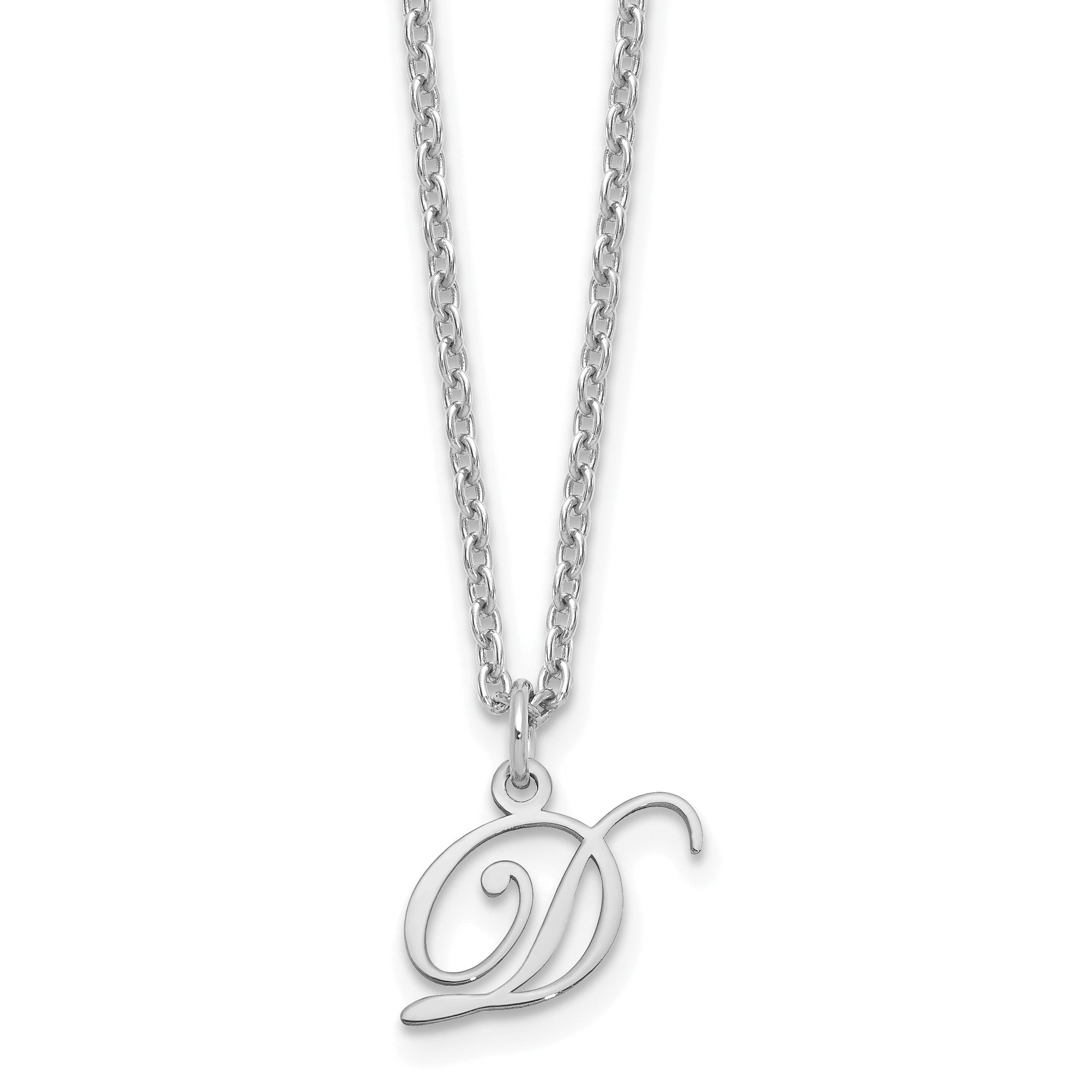 Sterlingsilber Rhodiniert Buchstabe D Initiale Halskette