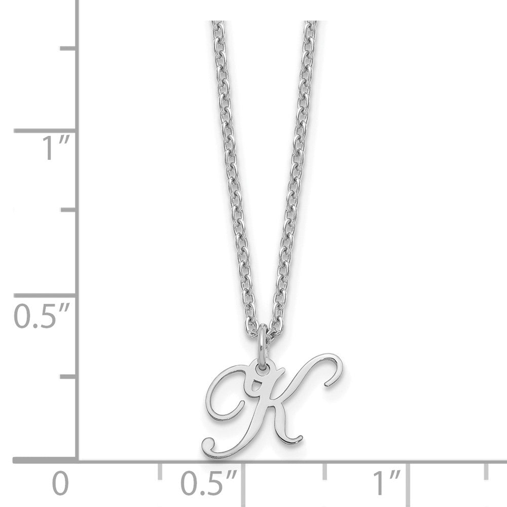Sterlingsilber Rhodiniert Buchstabe K Initiale Halskette