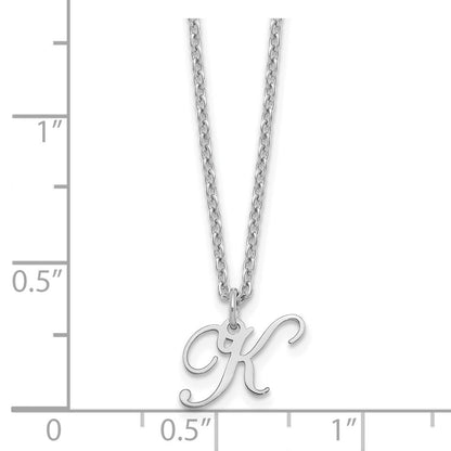 Sterlingsilber Rhodiniert Buchstabe K Initiale Halskette