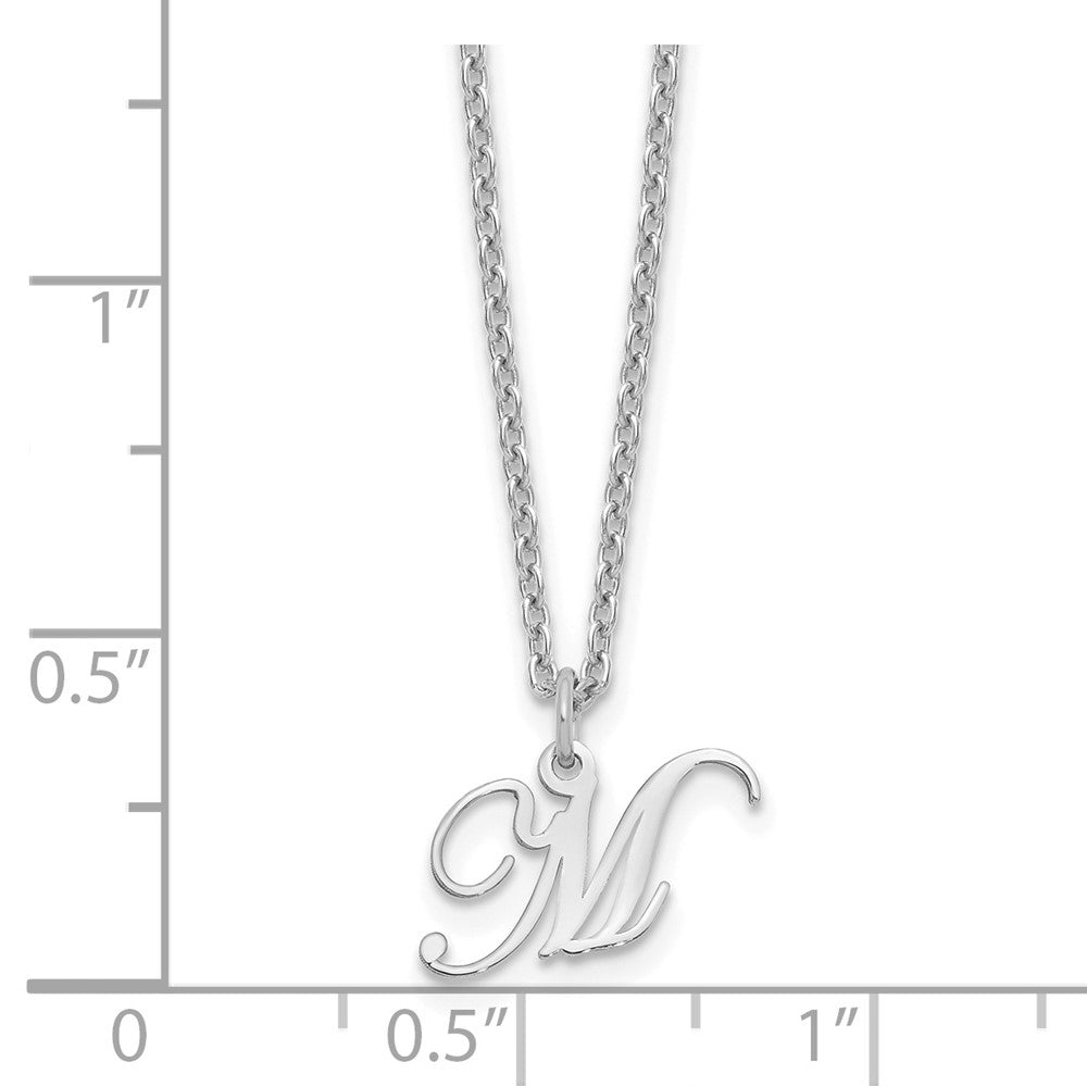 Sterlingsilber Rhodiniert Buchstabe M Initiale Halskette