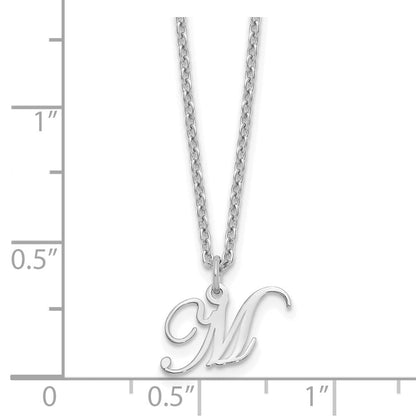 Sterlingsilber Rhodiniert Buchstabe M Initiale Halskette