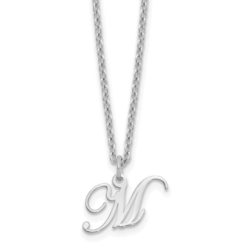 Sterlingsilber Rhodiniert Buchstabe M Initiale Halskette