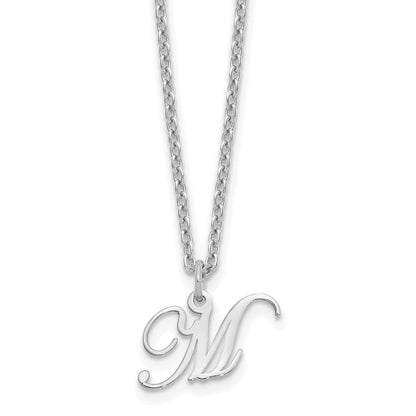 Sterlingsilber Rhodiniert Buchstabe M Initiale Halskette