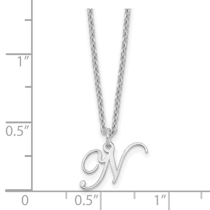 Sterlingsilber Rhodiniert Buchstabe N Initiale Halskette