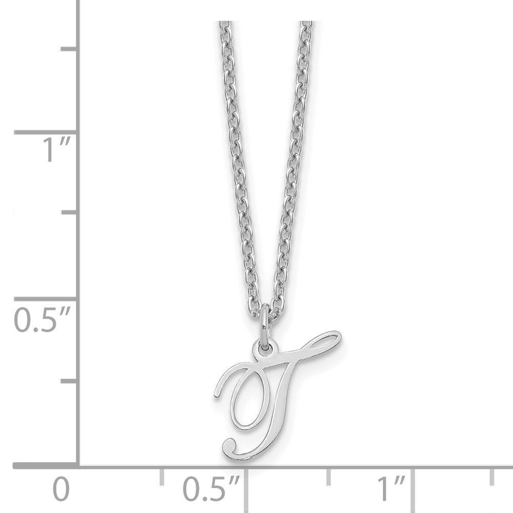 Sterlingsilber Rhodiniert Buchstabe T Initiale Halskette
