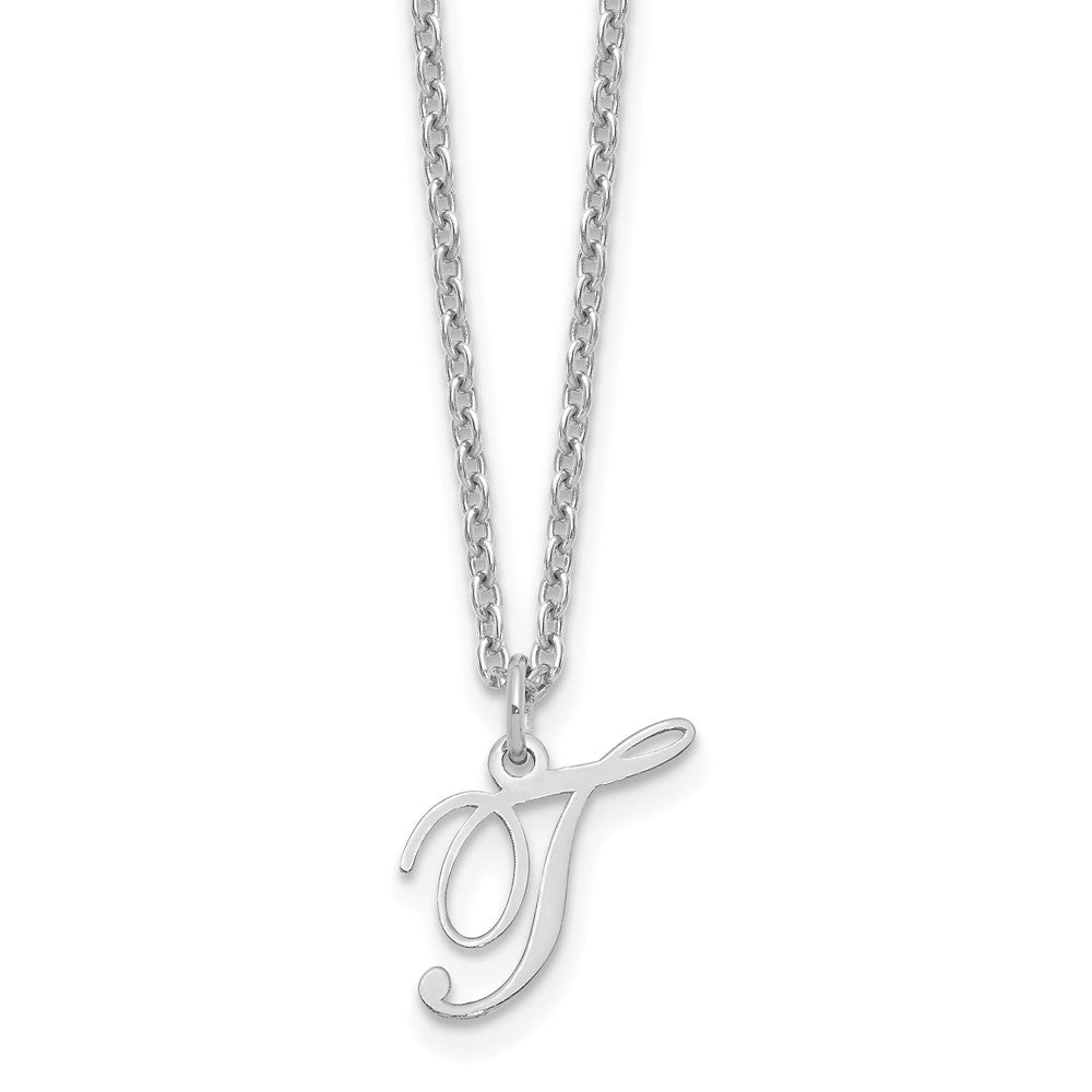 Sterlingsilber Rhodiniert Buchstabe T Initiale Halskette