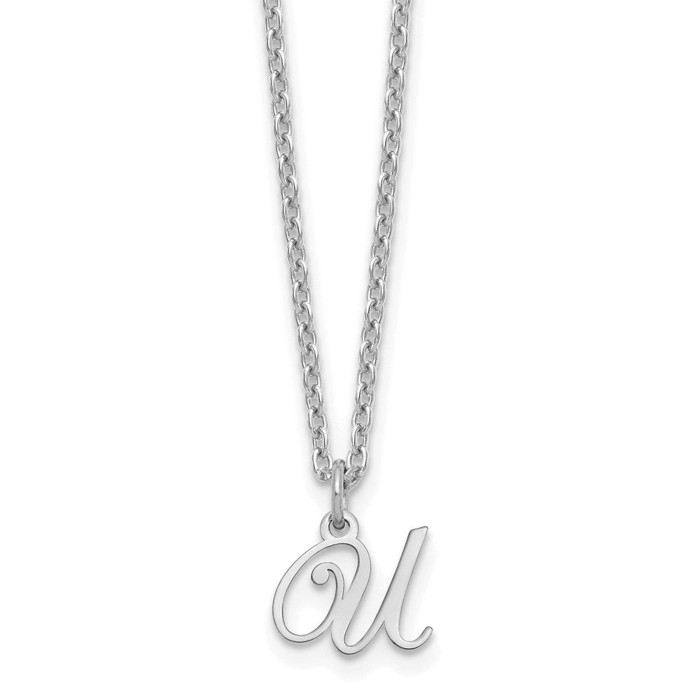 Sterlingsilber Rhodiniert Buchstabe U Initiale Halskette