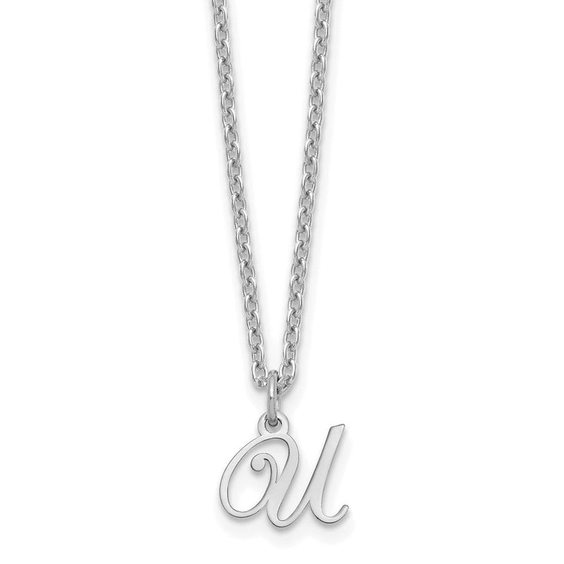 Sterlingsilber Rhodiniert Buchstabe U Initiale Halskette