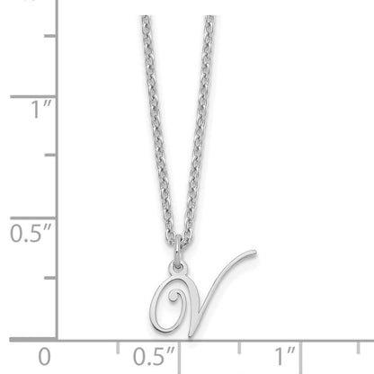 Sterlingsilber Rhodiniert Buchstabe V Initiale Halskette