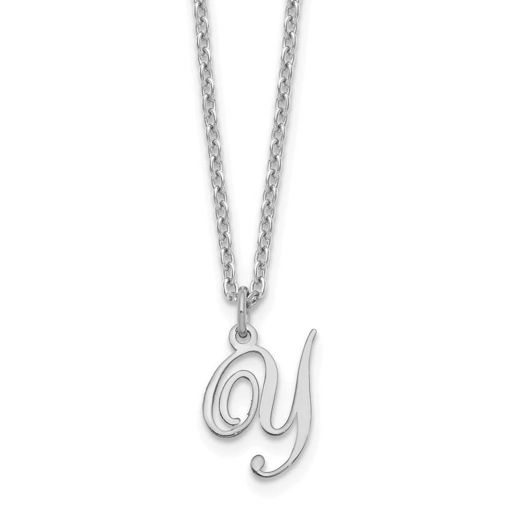 Sterlingsilber Rhodiniert Buchstabe Y Initiale Halskette