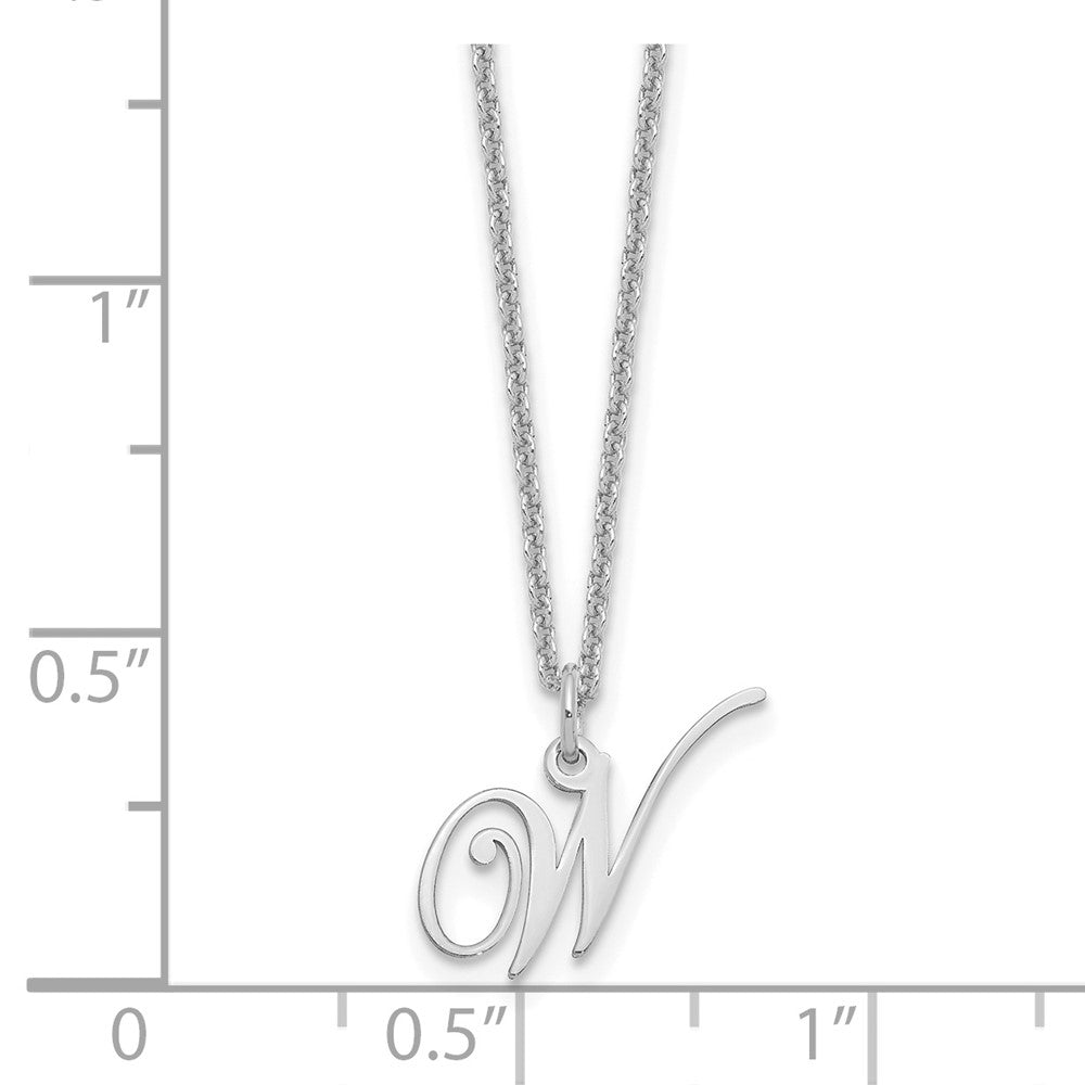 Sterlingsilber Rhodiniert Buchstabe W Initiale Halskette