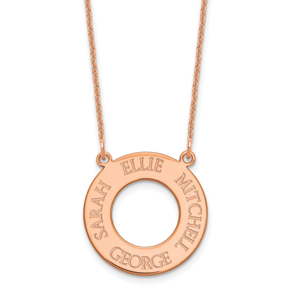 14K Roségold Kreis mit 4 Name Halskette