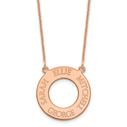 14K Roségold Kreis mit 4 Name Halskette