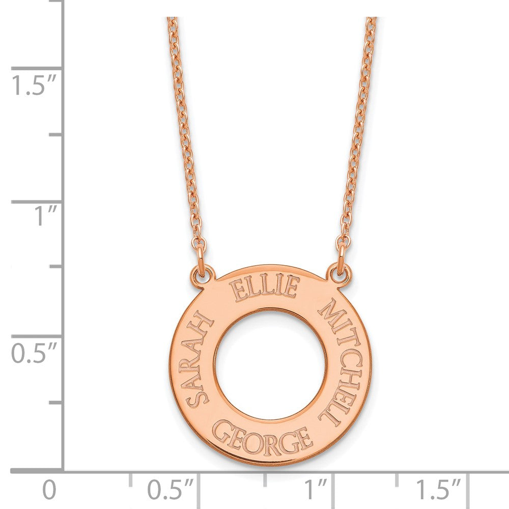 Roségoldbeschichtet Sterlingsilber /rose Kreis mit 4 Name Halskette