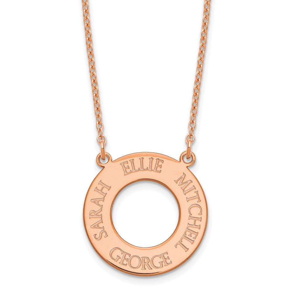 Roségoldbeschichtet Sterlingsilber /rose Kreis mit 4 Name Halskette