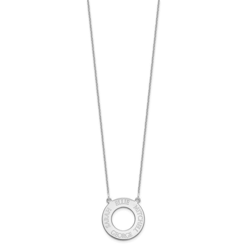14K Weißgold Kreis mit 4 Name Halskette