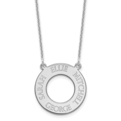 14K Weißgold Kreis mit 4 Name Halskette