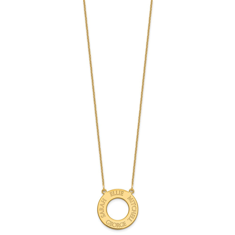 14K Gelbgold Kreis mit 4 Name Halskette
